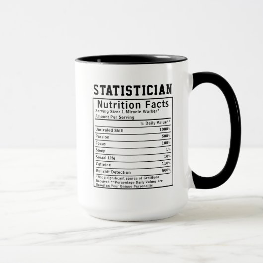 Funny Statistician Nutrition Facts Data Science Tasse (Rechts)
