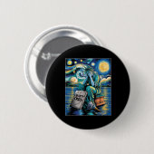 Funny Statue of Liberty Cries, Van Gogh Starry Nig Button (Vorne & Hinten)