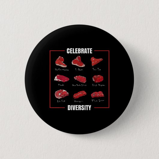 Funny Steak Shirt feiert Diversity-Typen Button (Vorderseite)