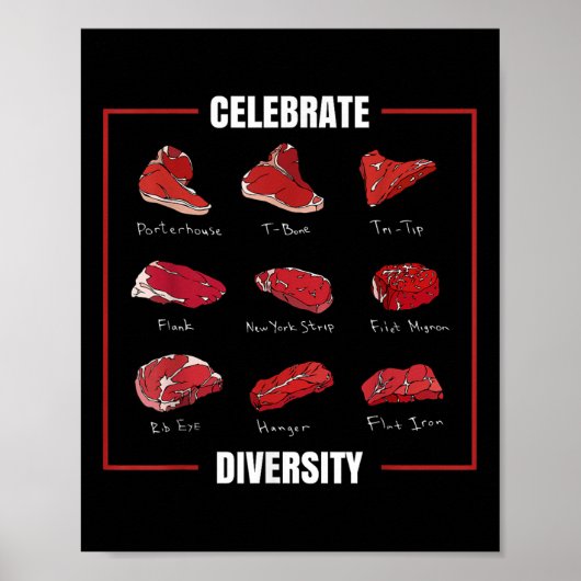 Funny Steak Shirt feiert Diversity-Typen Poster (Vorne)