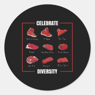 Funny Steak Shirt feiert Diversity-Typen Runder Aufkleber