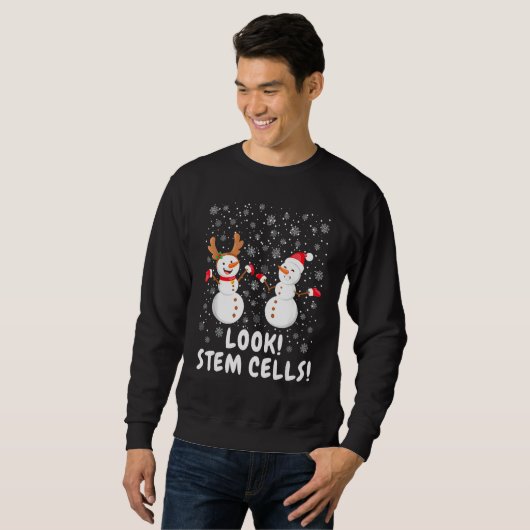 Funny Steam Cell Snowman Weihnachtswissenschaft Sweatshirt (Vorne ganz)
