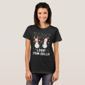 Funny Steam Cell Snowman Weihnachtswissenschaft T-Shirt (Vorne ganz)