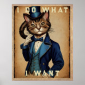 Funny Steampunk Cat In Blue Jacket Poster (Vorne)