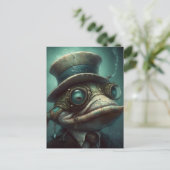 Funny Steampunk Fisch in einem Anzug Postkarte (Stehend Vorderseite)