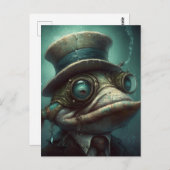 Funny Steampunk Fisch in einem Anzug Postkarte (Vorne/Hinten)