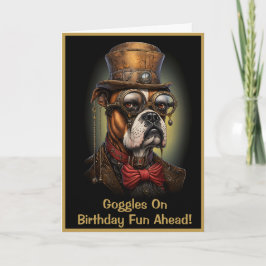 Funny Steampunk Geburtstag Boxer Hund Custom Text Karte