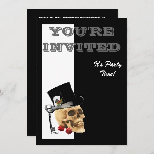 Funny Steampunk Gothbler-Schädel Einladung (Vorne/Hinten)