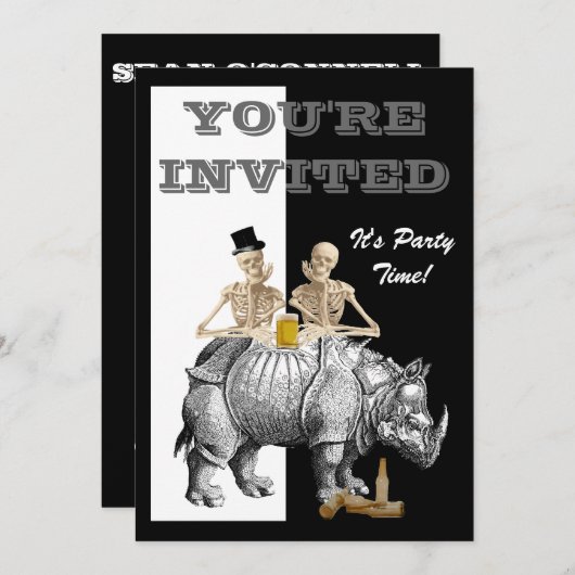 Funny Steampunk gothic Einladung (Vorne/Hinten)