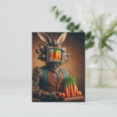 Funny Steampunk Rabbit mit Karotten Postkarte (Stehend Vorderseite)