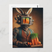 Funny Steampunk Rabbit mit Karotten Postkarte (Vorne/Hinten)