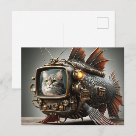 Funny Steampunk TV Catfish Postkarte (Vorne/Hinten)