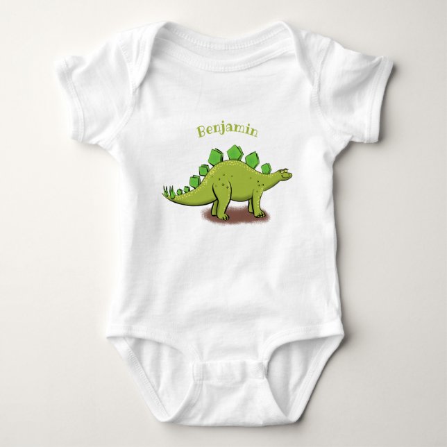 Funny stegosaurus dinosaurus Cartoon Baby Strampler (Vorderseite)
