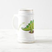 Funny stegosaurus dinosaurus Cartoon Bierglas (Vorderseite Links)