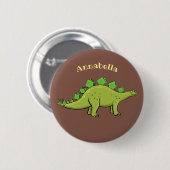 Funny stegosaurus dinosaurus Cartoon Button (Vorne & Hinten)