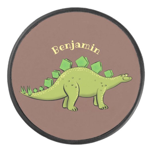 Funny stegosaurus dinosaurus Cartoon Eishockey Puck (Vorderseite)
