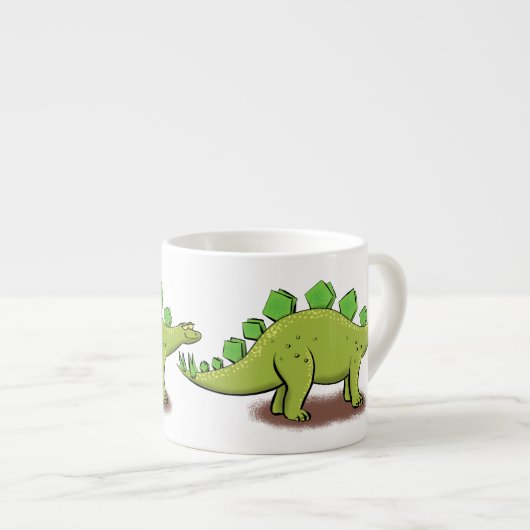 Funny stegosaurus dinosaurus Cartoon Espressotasse (Vorderseite Rechts)