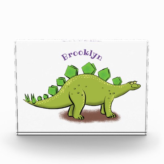 Funny stegosaurus dinosaurus Cartoon Fotoblock (Vorderseite)