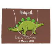Funny stegosaurus dinosaurus Cartoon Große Geschenktüte (Rückseite)
