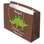 Funny stegosaurus dinosaurus Cartoon Große Geschenktüte (Rückseite Schrägansicht)