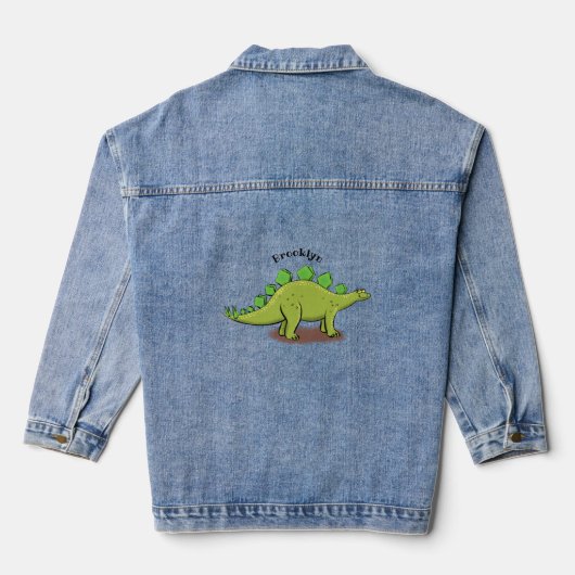 Funny stegosaurus dinosaurus Cartoon Jeansjacke (Rückseite)