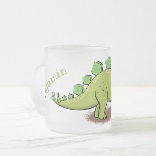 Funny stegosaurus dinosaurus Cartoon Mattglastasse (Vorderseite Links)
