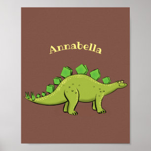 Funny stegosaurus dinosaurus Cartoon Poster