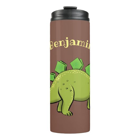 Funny stegosaurus dinosaurus Cartoon Thermosbecher (Vorderseite)