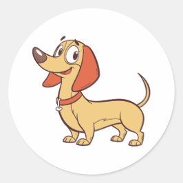 Funny Stehend Dackel Hund Cartoon Runder Aufkleber