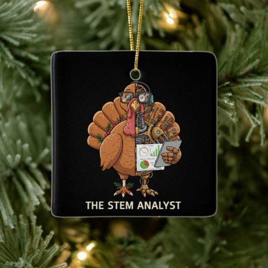 Funny STEM Analyst Robot Turkey Thanksgiving Gift Keramikornament (Baum)