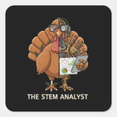 Funny STEM Analyst Robot Turkey Thanksgiving Gift Quadratischer Aufkleber (Vorderseite)