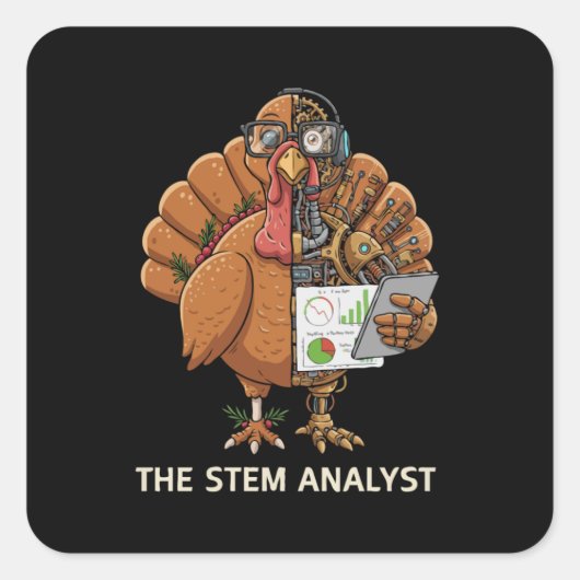  Funny STEM Analyst Robot Turkey Thanksgiving Gift Quadratischer Aufkleber (Vorderseite)