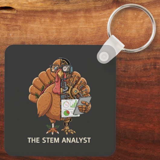 Funny STEM Analyst Robot Turkey Thanksgiving Gift Schlüsselanhänger (Rückseite)