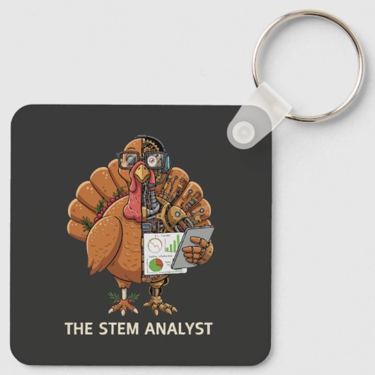  Funny STEM Analyst Robot Turkey Thanksgiving Gift Schlüsselanhänger (Rückseite)