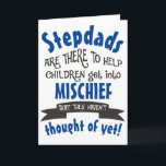 Funny Stepdad Mischief Birthday Card Karte<br><div class="desc">Eine lustige Karte für einen Stepdad (oder deinen eigenen personalisierten Namen für ihn). Wenn deine Kinder immer den Vater in Unfug bringen,  dann ist das das perfekte Design für ihn. Schick es von den Kindern und gib ihm ein Lächeln!</div>