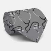 Funny Stethoscope für Ärzte auf grau Krawatte (Gerollt)