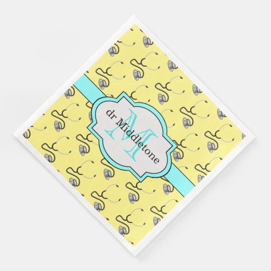 Funny Stethoscopic für Ärzte mit gelbem Namen Serviette (Ecke)