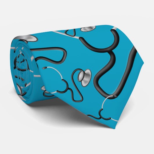 Funny Stethoscopy für Doktor am Himmel blau Krawatte (Gerollt)