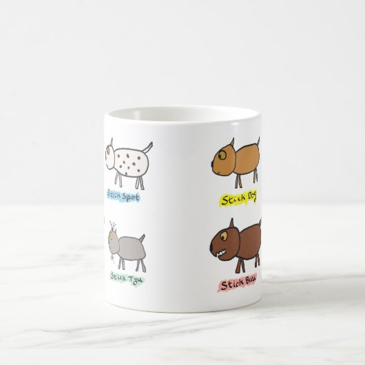 Funny Stick Dogs Kaffeetasse (Mittel)