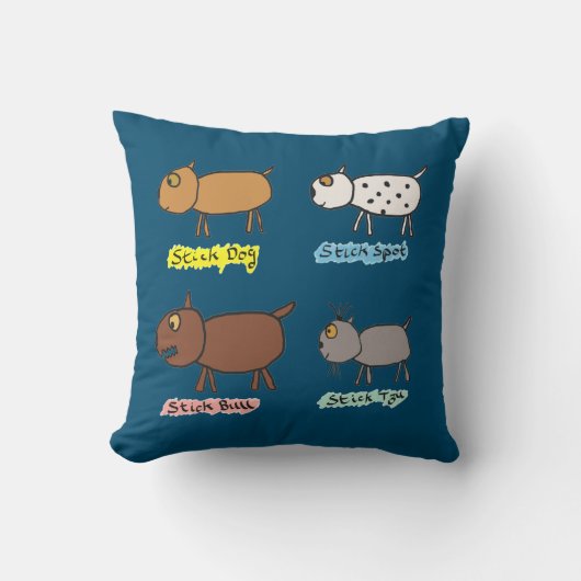 Funny Stick Dogs Kissen (Vorderseite)