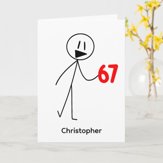 Funny Stick Figure 67 Meme Birthday Karte (Gelbe Blume)