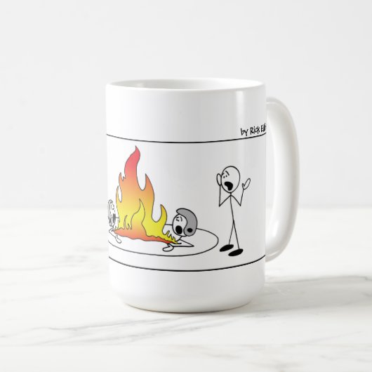 Funny Stick Men Wrestling Kaffeetasse (VorderseiteRechts)
