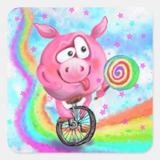 Funny Sticker Circus Acrobat Pig Cyclist (Vorderseite)