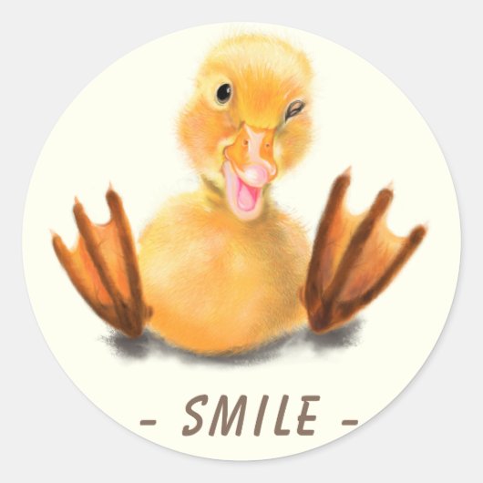 Funny Sticker Happy Yellow Duck Lächeln Custom Tex (Vorderseite)