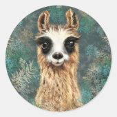 Funny Sticker mit Curious Baby Llama (Vorderseite)