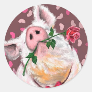 Funny Sticker mit Gentleman Pig - Liebe