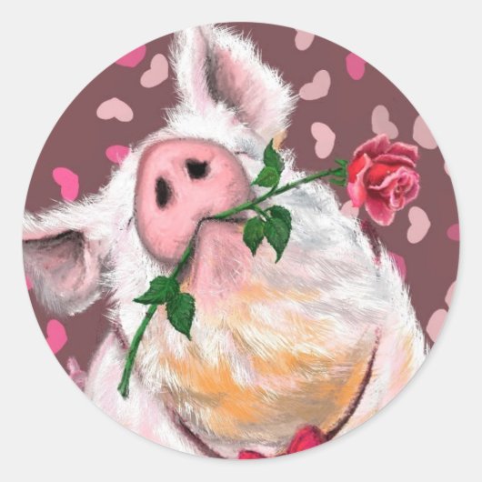 Funny Sticker mit Gentleman Pig - Liebe (Vorderseite)