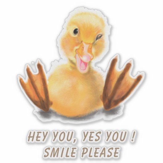 Funny Sticker mit Happy Duck - Custom Text (Vorderseite)