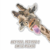 Funny Sticker Playful Giraffe Smile - Custom Text (Vorderseite)