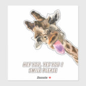 Funny Sticker Playful Giraffe Smile - Custom Text (Blatt)